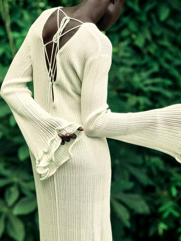 Sonicelife Tie-Back Rib-Knit Dress