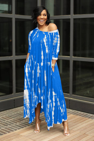 Sonicelife Tie-dyed Drop Shoulder Dress