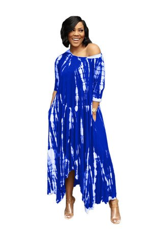 Sonicelife Tie-dyed Drop Shoulder Dress