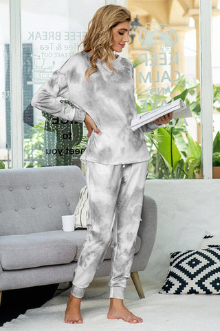 Sonicelife-Tie-dye Long Sleeve Loungewear Set