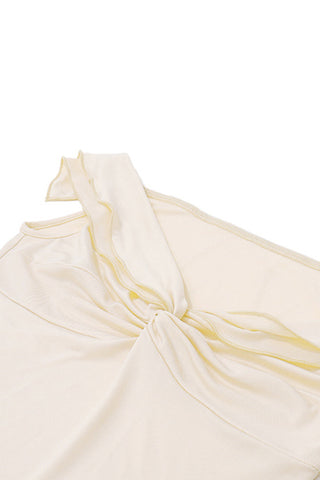 Sonicelife-Twisted Crop Top Ruched Tiered Skirt Suits