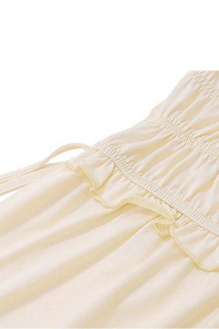 Sonicelife-Twisted Crop Top Ruched Tiered Skirt Suits