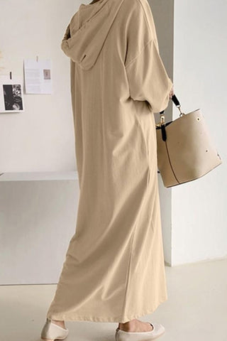 Sonicelife V Neck Drawstring Hooded Dress