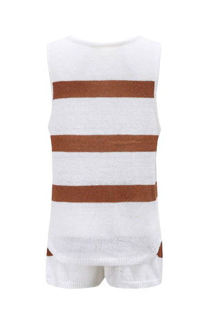 Sonicelife V Neck Knit Tank Top Shorts Suits