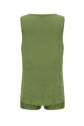 Sonicelife V Neck Knit Tank Top Shorts Suits