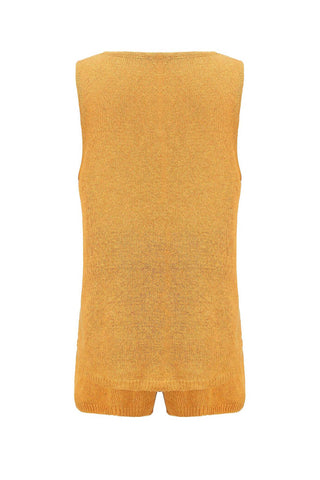 Sonicelife V Neck Knit Tank Top Shorts Suits