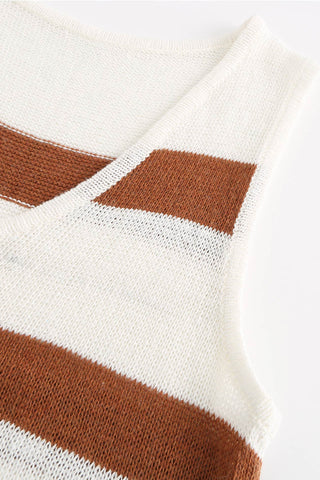 Sonicelife V Neck Knit Tank Top Shorts Suits