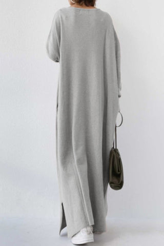 Sonicelife V Neck Slit Hem Sweatshirt Dress