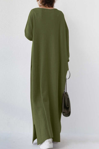 Sonicelife V Neck Slit Hem Sweatshirt Dress