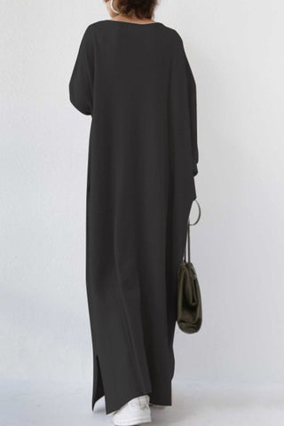 Sonicelife V Neck Slit Hem Sweatshirt Dress