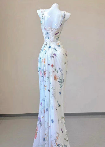 Sonicelife Water Flower Draped Maxi Dress