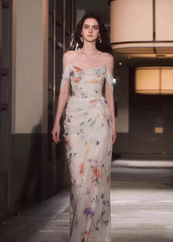 Sonicelife Water Flower Draped Maxi Dress