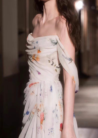 Sonicelife Water Flower Draped Maxi Dress