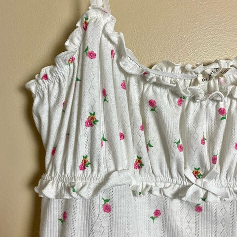 Sonicelife White Blossom Pointelle Slip Dress