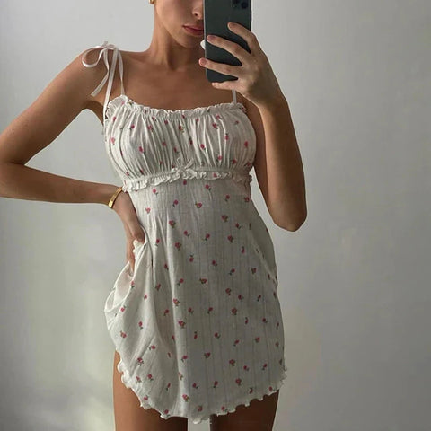 Sonicelife White Blossom Pointelle Slip Dress