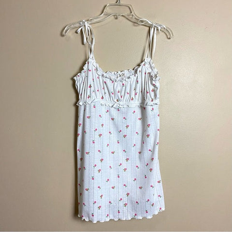 Sonicelife White Blossom Pointelle Slip Dress