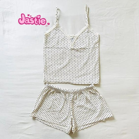 Sonicelife Black Heart Print Tank Camis And Shorts Set Chic Casual Homewear Women Suit 2025 New V Neck Crop Tops Shorts Chic Summer Pajamas