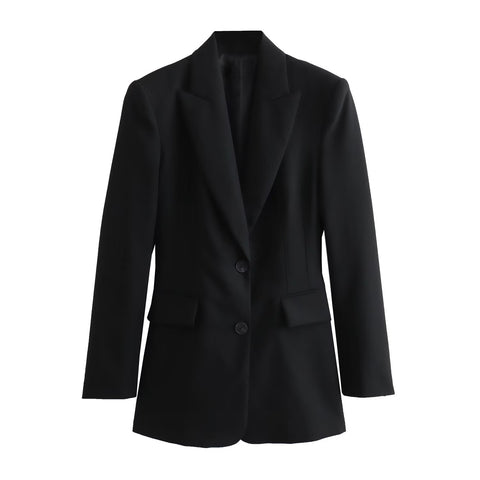 Sonicelife Women's Suit Jacket with Stitching Decoration, Slim Fit, Casual Versatile, 2-Button Top, New