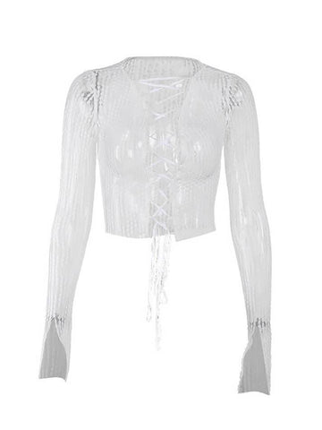 Sonicelife See Through Tied Long Sleeve Top