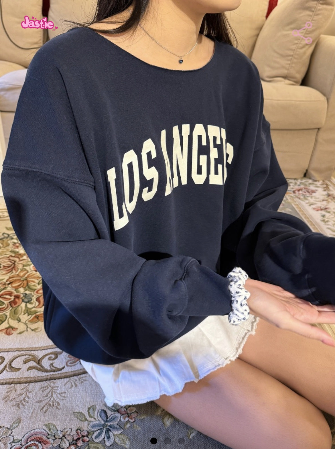 Sonicelife New Autumn Winter Edge Curl Los Angeles Print Streetwear Sweatshirt Large Collar Long Sleeve Loose Y2K Pullovers Top Harajuku