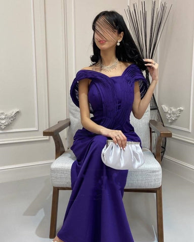 Sonicelife Customized Exquisite Formal Jersey Pleat Ruched Draped Straight Off-the-shoulder Long Dresses Bespoke Occasion Dresses Fashion (PRE-ORDER)