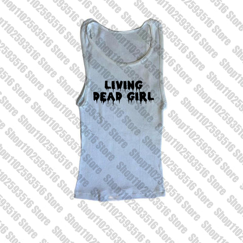 Sonicelife Y2k Clothes Gothic Aesthetic Cute Sleeveless Camisole Punk grunge Letter Print Grunge Crop Top E-girls Corset Tank Top Baby Tee