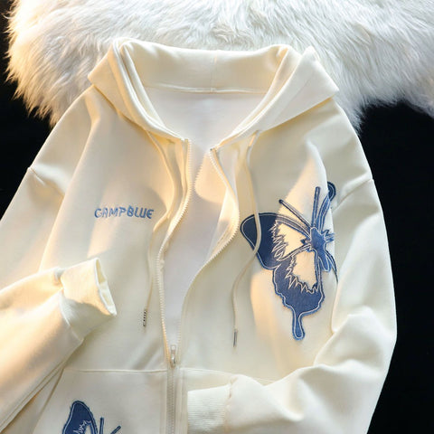 Sonicelife 2025 Women Clothing Y2k Hoodies Jackets Streetwear BF Casual Sweatshirts Oversized Tops Chic Hooded Butterfly Hoodie Ropa Mujer