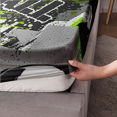 Sonicelife 3pcs Sports Football Fitted Sheet Set (1 Fitted Sheet + 2 Pillowcase, Without Pillowcase) Soft Comfortable Bedding Mattress