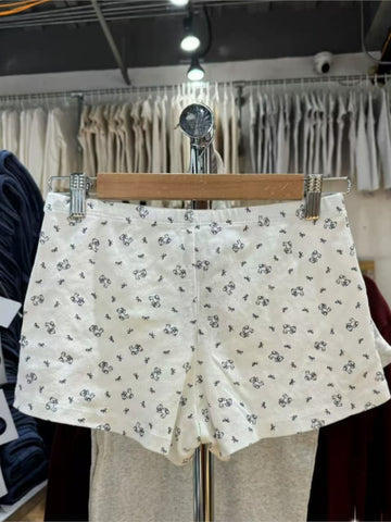 Sonicelife New Bear Bow Print Home Underwear Shorts Women Elastic High Waist Straight Short Pants Summer Sweet Cute Y2K Pajama Sweatshorts