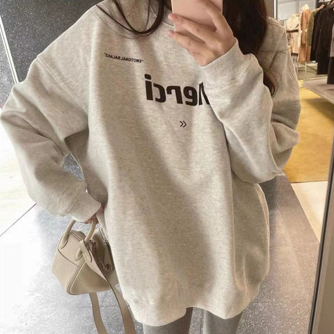 christmas outfit Sonicelife Long-sleeved autumn and winter sweatshirt, round neck ins top, thickened new style, loose and lazy winter clothes women y2k top