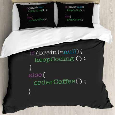 Sonicelife Programmer Duvet Cover King Queen Size Green Binary Print Programming Code Data Bedding Set Computer Program Number Quilt Cover