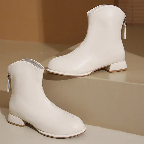 Sonicelife Boots Women's New 2025  Hot Selling Winter Shoes Back Zipper Pointed Toe Ankle Fashion Rubber Rock Low Autumn  Zapatos