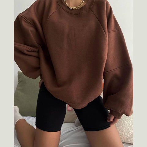 Black Friday Sonicelife Casual Solid O-neck Patchwork Hoodies Women Loose Simple Pullover Hoodie Sweaters Female Autumn Fashion Sport Street Tops