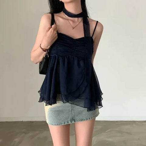 Sonicelife 2000s Aesthetic Sleeveless Solid Tops Hot Girls Korean Fashion Sweet Tank Top Summer Casual Basic Pure Color Camis Woman Chic