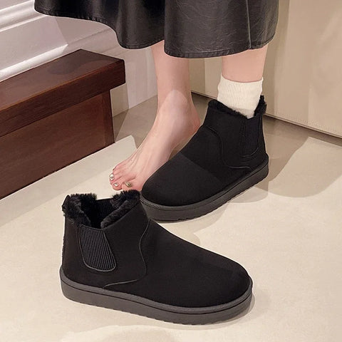 Sonicelife 2025 Thick-soled snow boots  winter new style plus velvet thickened warm  bread ladies shoes big cotton shoes