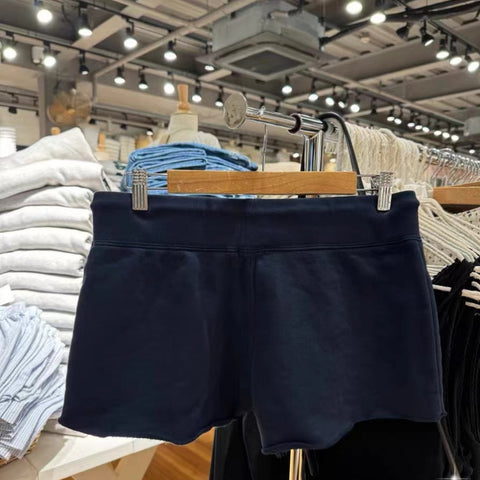 Sonicelife STANFORD letters print sportwear shorts female fashion navy blue drawstring women shorts casual homewear summer pant 2025 new