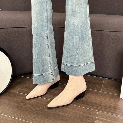 Sonicelife Back Zipper Design Shoes for Women 2025  Autumn Winter New Style Fashionable Pointed Toe Women's Modern Boots Plus Size 35-42