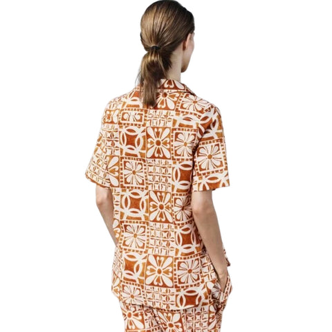 Sonicelife Women's Printed Shirt Style Top with Elastic Tie Up High Waisted Casual Versatile Pants Set New