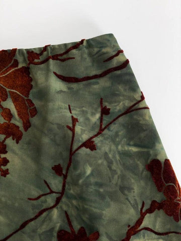 Sonicelife-Mesh Lining Vintage Floral Midi Skirt