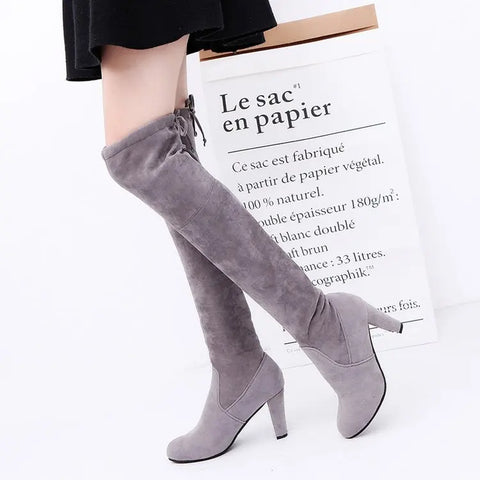 Sonicelife Over The Knee Women Boots Botas Mujer Invierno 2024 New In Stretch Fabrics High Heel Slip on Shoes Pointed Toe Long Botte Femme