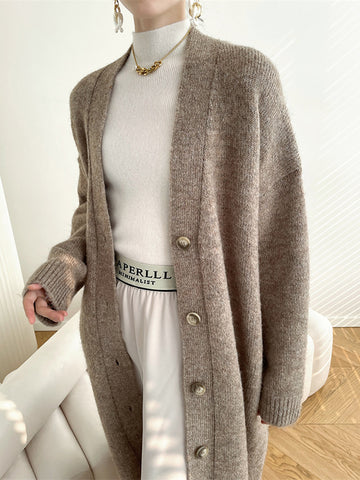 christmas outfit Sonicelife Urban Loose Solid Color Thick Thread Knitting Cardigan Coats