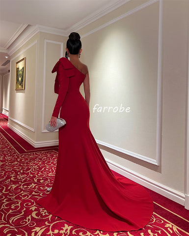 Sonicelife Customized Fashion Sizes Available Jersey Pleat Ruched Mermaid One-shoulder Long Dresses Bespoke Occasion Dresses Exquisite (PRE-ORDER)