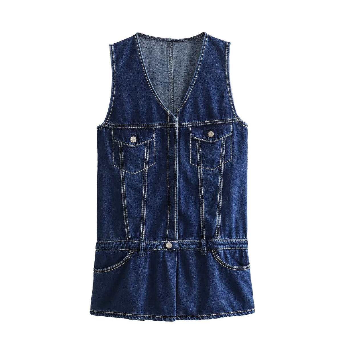 Sonicelife Women's new jumpsuit fashion casual versatile pocket decoration sleeveless mini jumpsuit