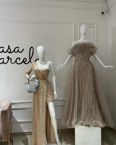 Sonicelife Customized Lace Off the Shoulder robes de soirée A-Line Floor-Length Evening Dresses Foramal Evening Draped Wedding Dress-(PRE-ORDER)