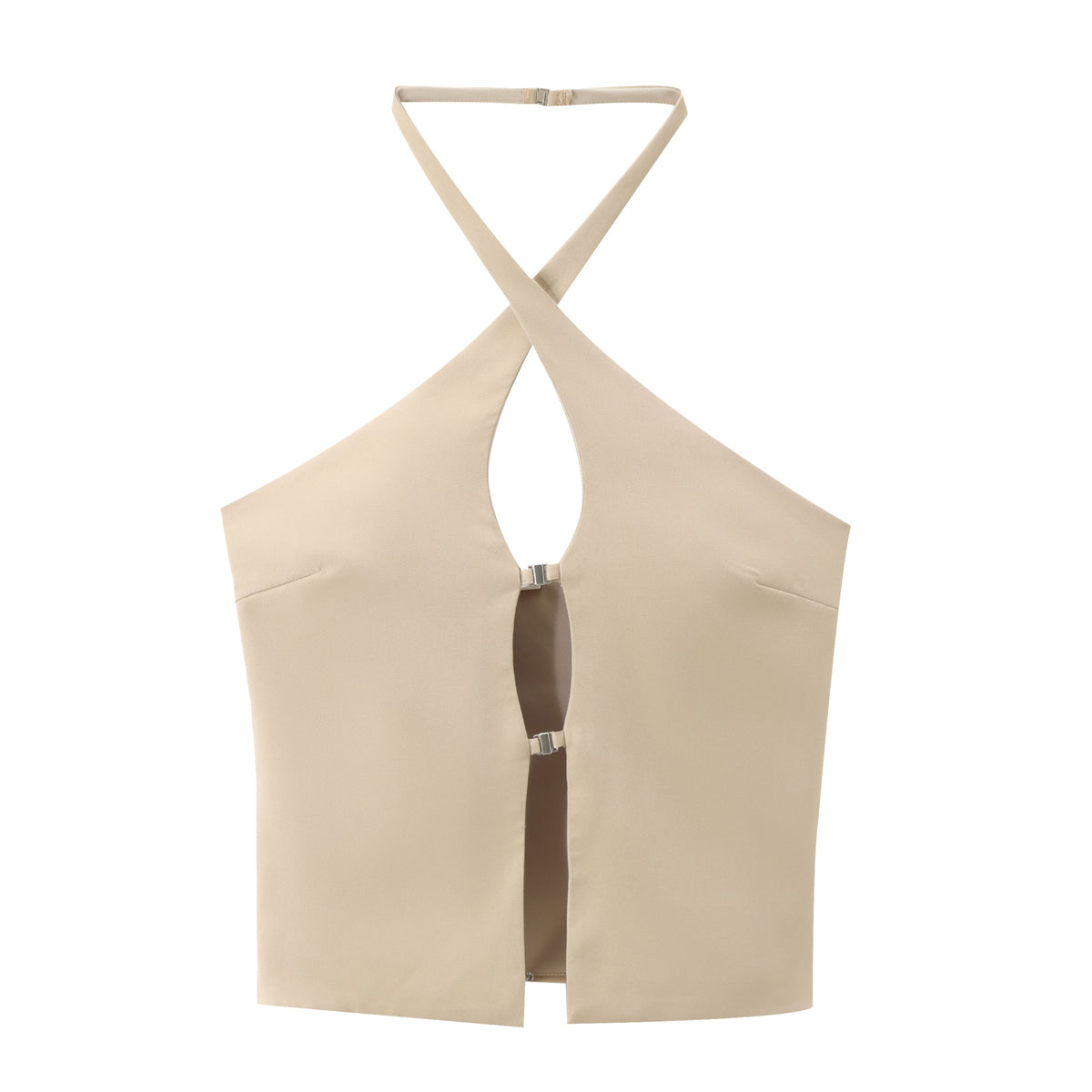 Sonicelife Women's Hanging Strap Hollow Buckle Neck Top Open Back Design Versatile Fashion New