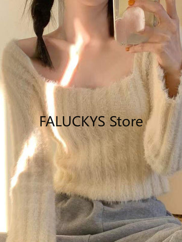 Sonicelife Sweet Solid Color Knitted Sweater Office Lady Casual Long Sleeve Blouse Women Party Y2K Crop Top Korean Fashion Autumn 2025