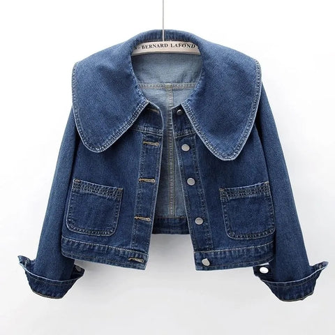 Sonicelife 2025 New Autumn Women Denim Jacket Long Sleeve Casual Short Denim Coat Famale Jeans Jackets Outerwear Casaco Jaqueta Feminina