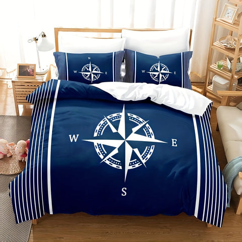 Sonicelife 3pcs Duvet Cover Set, Digital Printing Ship's Anchor Bedding Set, Soft Comfortable Duvet Cover, For Bedroom, Guest Room