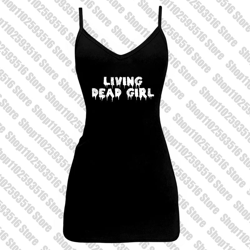 Sonicelife Y2k Clothes Gothic Aesthetic Cute Sleeveless Camisole Punk grunge Letter Print Grunge Crop Top E-girls Corset Tank Top Baby Tee