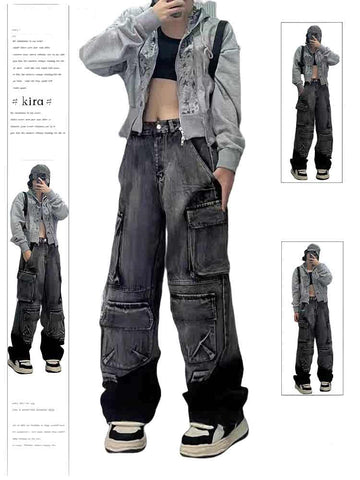 christmas outfit Sonicelife Women's Black Gothic Y2k Baggy Jeans Harajuku Japanese 2000s Style Oversize Denim Trousers Vintage Emo Jean Pants Trashy Clothes